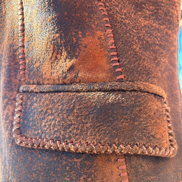 HOSS COUTURE Upscale Genuine Leather Jacket w/ Beaver Fur Collar + Cuffs, S/M - Picture 10 of 16